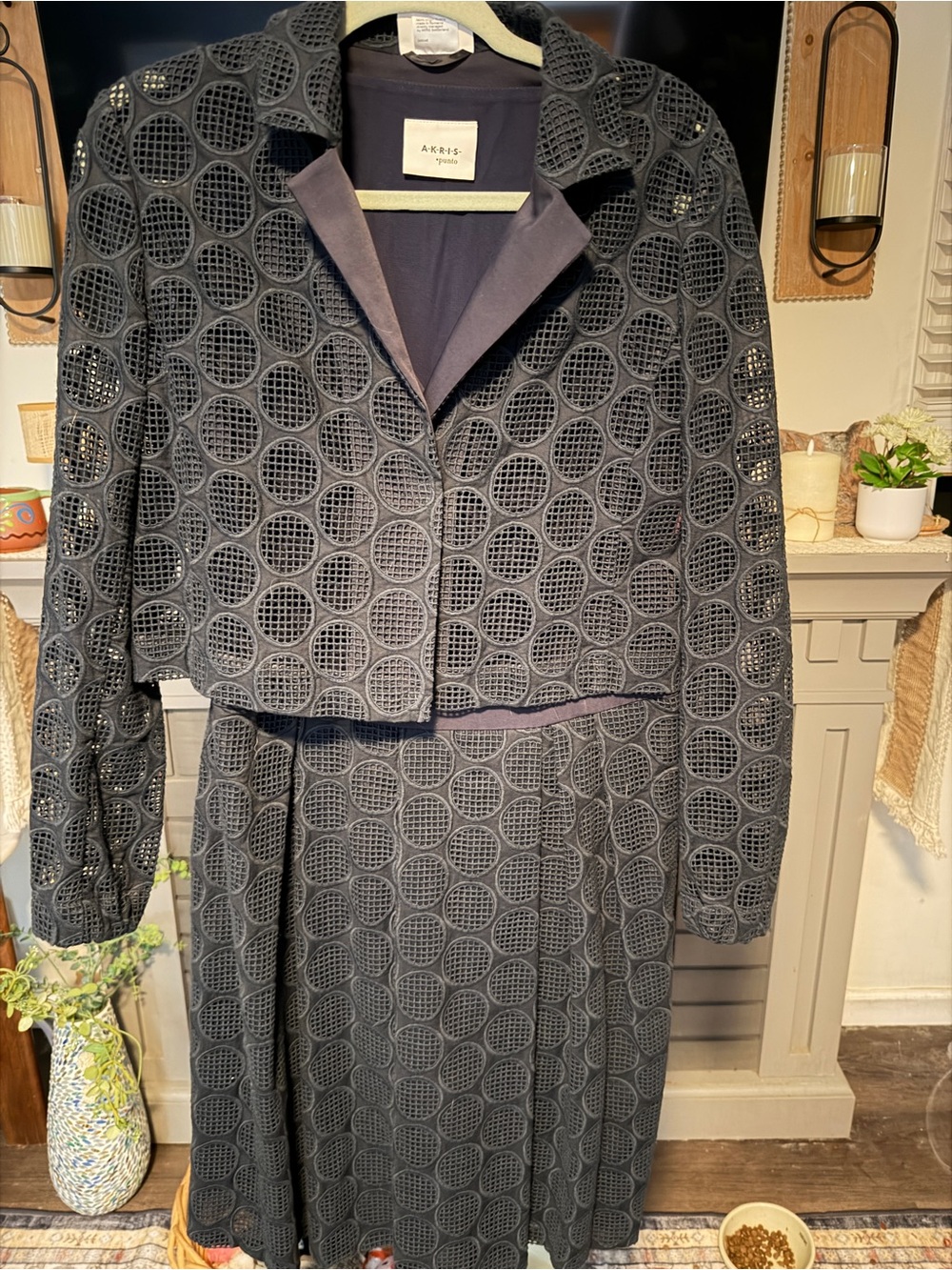 Aris Punto Eyelet Dress w/ Jacket- Size 8